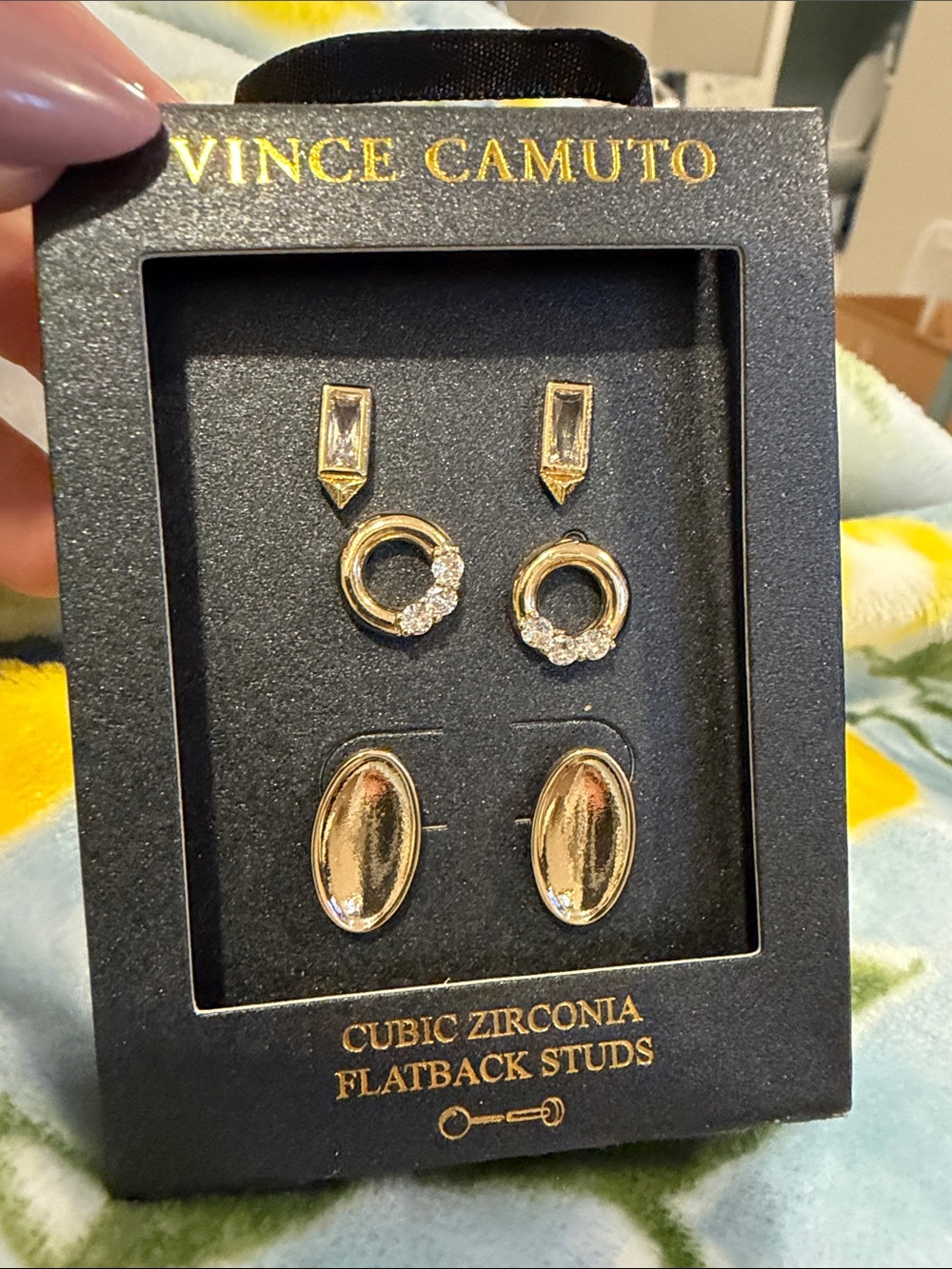 Vince Camuto Gold Tone Three-Pair Stud Earring Set